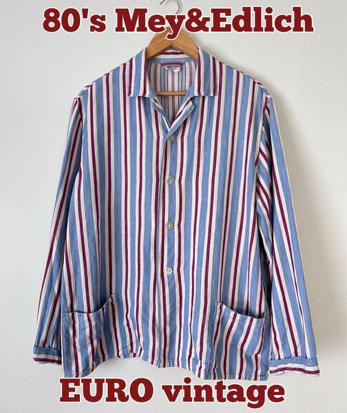 80's 古着 Mey&Edlich カバーオール パジャマシャツ シャツジャケット ストライプ ユーロ古着