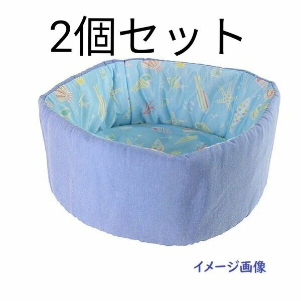 【2個セット】キャティーマン クールズ サークルベッド ブルー 抗菌 接触冷感