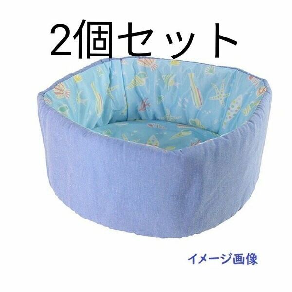【2個セット】キャティーマン クールズ サークルベッド うみのなか ブルー 抗菌 防臭 猫用 超小型犬・小型犬にも 接触冷感