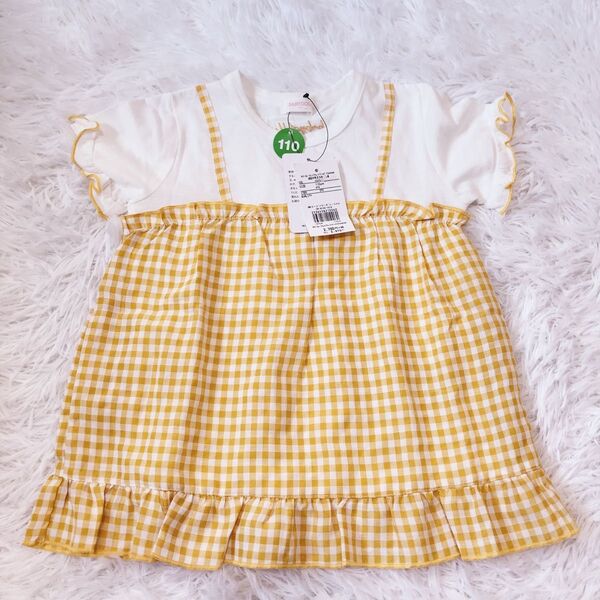 新品 タグ付き ベビードール 半袖トップス カットソー チュニック 子供服 キッズ 110 女の子 半袖チュニックTシャツ