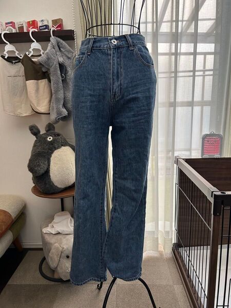ハイウエストフレアデニムパンツ GRL グレイル フレアデニムパンツ ジーンズ デニム ジーパン ブルー フレアデニム
