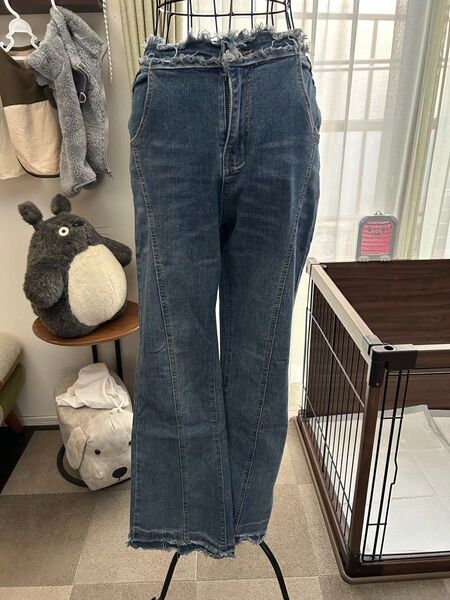 shein フレイトリム フレアレッグジーンズ ジーンズ デニムパンツ デニム
