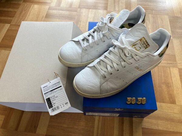美品 アディダス adidas 別注 APE エイプ コラボ スタンスミス Stan Smith ジャガードカモ 28