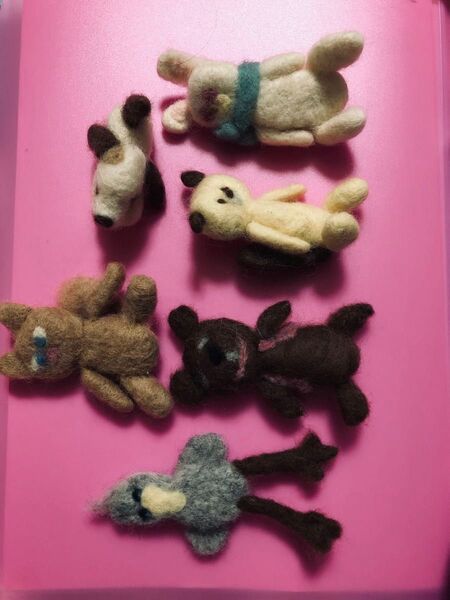 ハンドメイド 羊毛フェルト 動物マスコット 6個セット