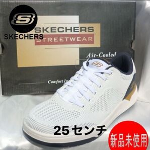 新品25.5cm(25㎝相当)スケッチャーズ コーリス・ドーセット 白スリッポン スニーカーメッシュアッパーで通気性