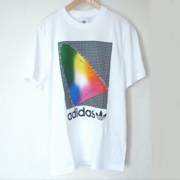 新品タグ付き(L)アディダスオリジナルス adidas Originals ホワイト/白 デザイン Tシャツ 半袖T
