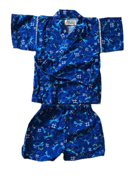 【期間限定】◆ベビー 甚平 上下セット トンボ柄 80サイズ 花火 夏祭り