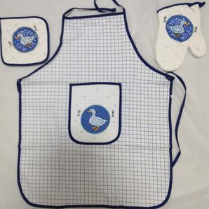 エプロン ミトン 鍋敷き 3点セット アヒル