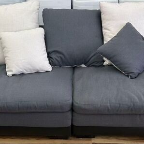 美品 ニトリ ソファ 3人用布張りソファ (キングダム3KD) ソファーグレー黒