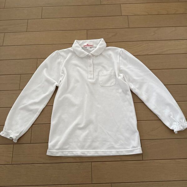 ポロシャツ 長袖 式 小学校 女の子 服 キッズ フォーマル 130.センチ 白 ポロシャツ