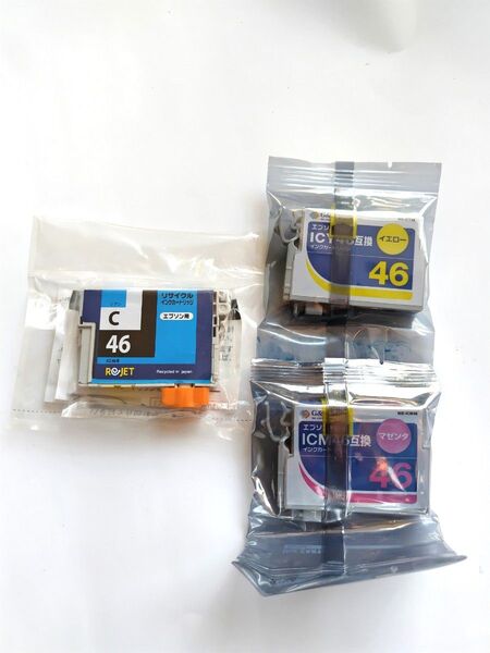 エプソン用 IC46 リサイクルインク カートリッジ 顔料インク マゼンタ 1 個 イエロー 1個 シアン 1個