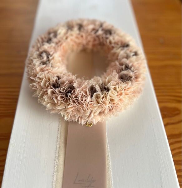 〜リース〜 布リース シフォン ピンク系&シャンパンハンドメイド 春 春色