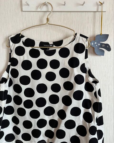 UNIQLO marimekko コラボ ブラウス ノースリーブ ドット XL コットン タグ付 ユニクロ マリメッコ
