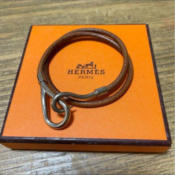 HERMES エルメス チョーカー ブレスレット シルバー金具 ヌメ皮 箱付き