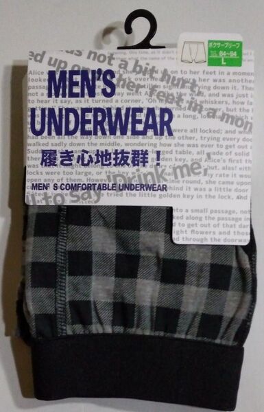 メンズ ボクサーブリーフ Lサイズ グレー 黒チェック柄