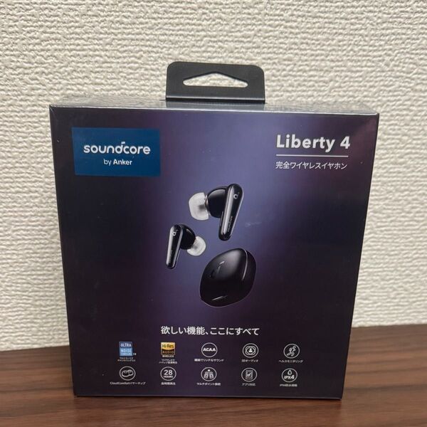 新品 Anker Soundcore Liberty 4 ワイヤレスイヤホン ミッドナイトブラック アンカー ①