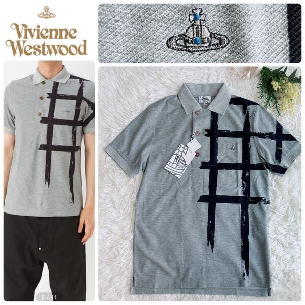 新品 タグ付き 即完売 ヴィヴィアンウエストウッド オーブ 刺繍 ポロシャツ Vivienne Westwood MAN