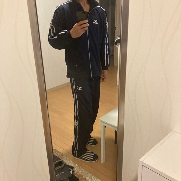 【美品MIZUNO ミズノ】ジャージ上下セット ネイビー×ホワイト Lサイズ