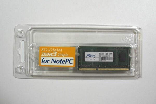 【即決・送料無料】ASint DDR3 1066 PC3-8500 1GB 204-Pin SDRAM SO-DIMM ノート用メモリ