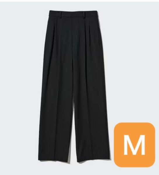 UNIQLO ユニクロ M タックワイドパンツ 標準丈 ブラック