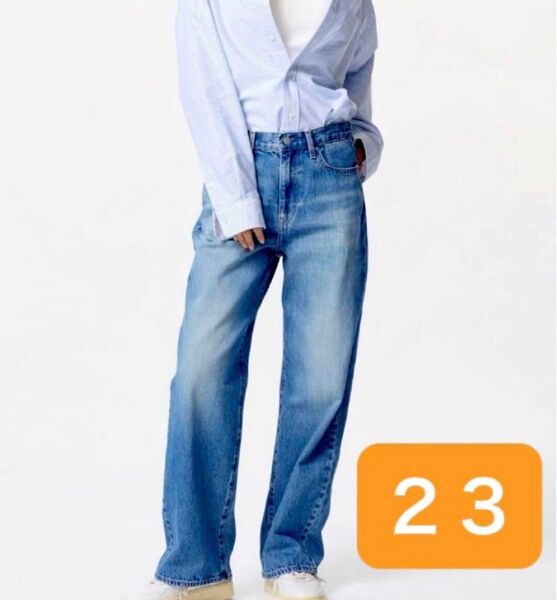UNIQLO ユニクロ 23インチ ワイドストレートジーンズ レディース デニムパンツ ハイウエスト