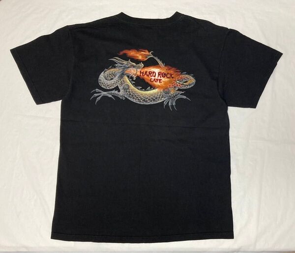 hard rock cafe ハードロックカフェ HOLLYWOOD DRAGON ドラゴン Tシャツ TEE 半袖 ロゴ L 黒