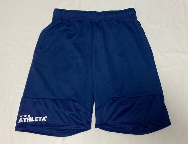 athleta アスレタ 160cm 子供用 ジュニア キッズ 子供 ハーフパンツ ショーツ サッカー ロゴ プリント ネイビー