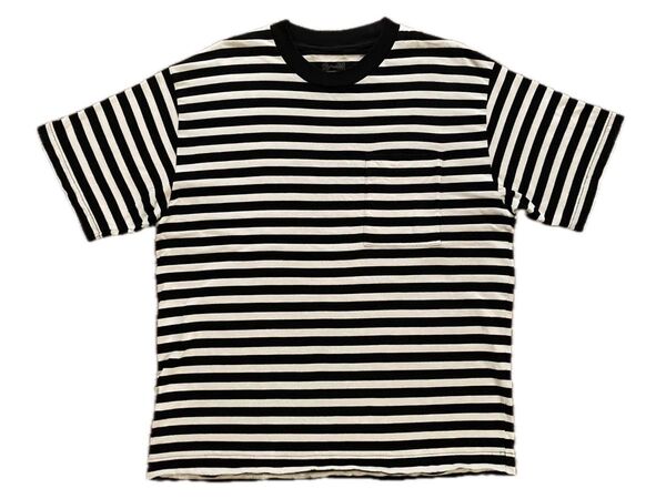 S-M MUJI Labo ムジラボ 無印良品 綿ボーダー ドロップショルダーTシャツ
