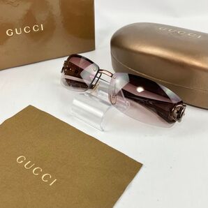 美品 GUCCI グッチ サングラス ホースビット スクエア メタルフレーム ブラウン系