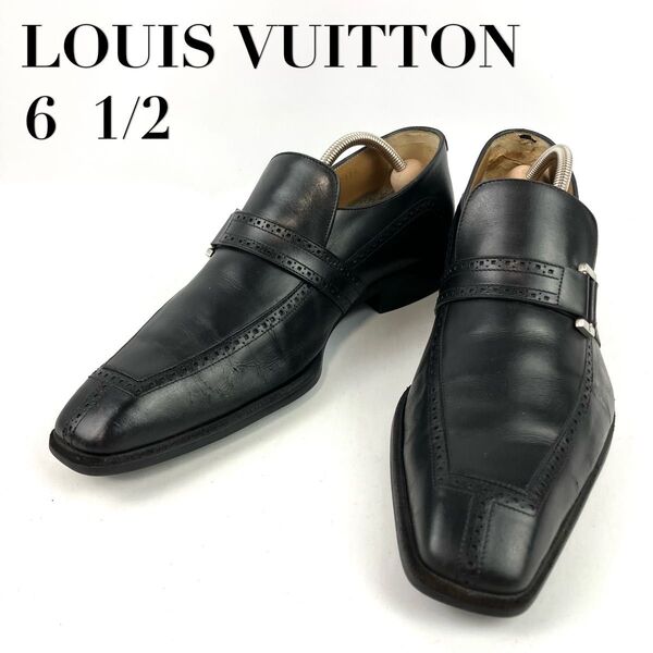 LOUIS VUITTON ルイヴィトン ビジネスシューズ ローファー モンクストラップ ブラック 25.5