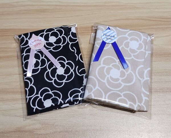 ポケットティッシュケース ハンドメイド ふた付き 花柄 カメリア ボタニカル 北欧モダン 色違い 2個セット ティッシュ付き