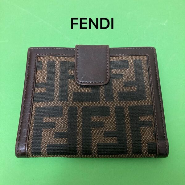 FENDI フェンディ ズッカ柄 キャンバス レザー ウォレット 二つ折り 財布