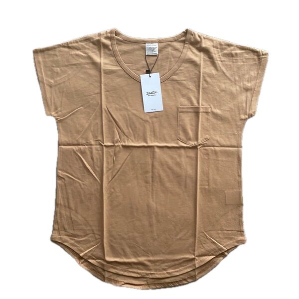 新品 未試着 イーザッカマニアストアーズ 汗しみないTシャツ 汗じみ防止 zootie vネック 綿100 色名ジンジャー