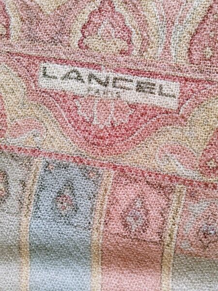 ☆カシミヤ100%☆ LANCEL ランセル ロングスカーフ ストール ショール ひざ掛け ピンク系 ペイズリー ヴィンテージ