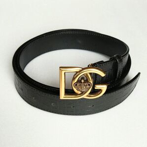 DOLCE&GABBANA 王冠バックル クロコダイル調 レザーベルト