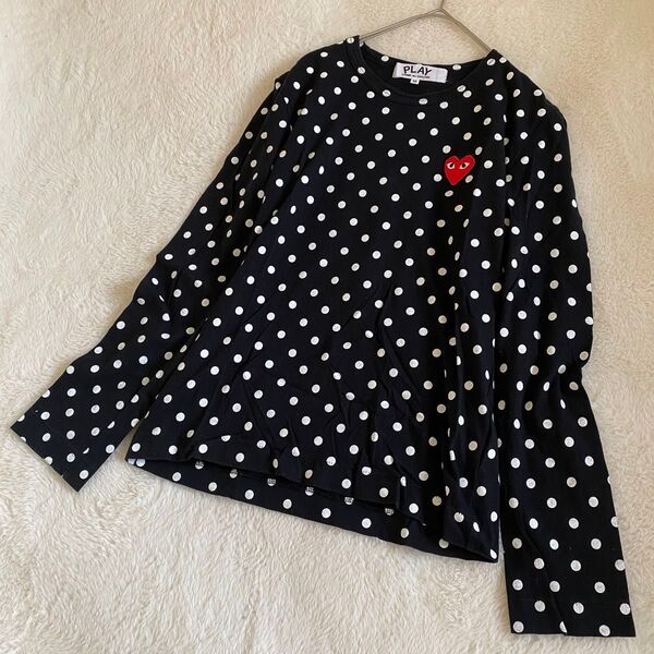 PLAY COMME des GARCONS ドット ロゴワッペン ロンT 黒