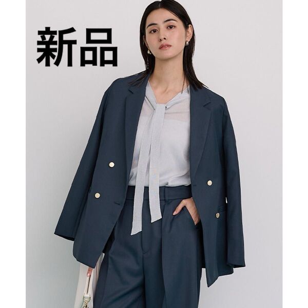 【新品】ur's ユアーズ テーラードダブルブレストジャケット ネイビー