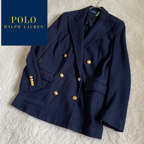 POLO RALPH LAUREN ニットダブルブレステッド ジャケット 紺ブレ