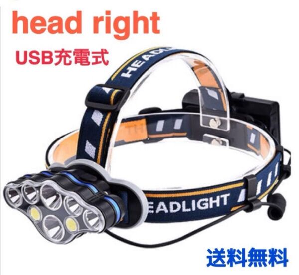 高性能 防水 LEDヘッドライト 8000LM 8点灯モード USB充電 災害 夜釣り 登山 アウトドア キャンプ