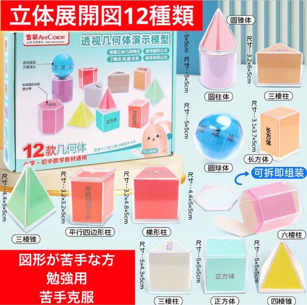 算数 立体展開模型 図形 苦手 親勉 小学校 中学校 受験12種類 セット