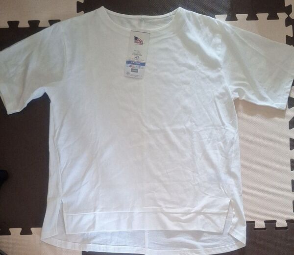 襟よれ防止 クロッシィ 接触冷感 COTTON FROM USA 白Tシャツ 無地 シンプル
