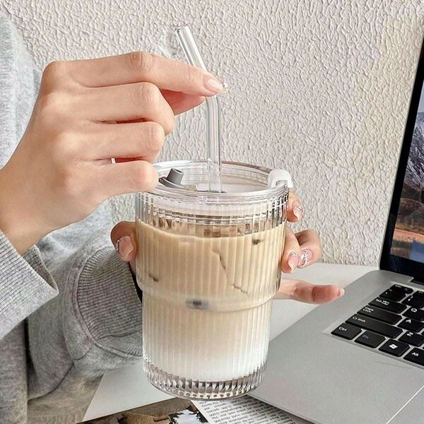 450ml スラッシーカップ ミルクグラス ガラス お洒落 シンプル 韓国 テイクアウト カフェ278929