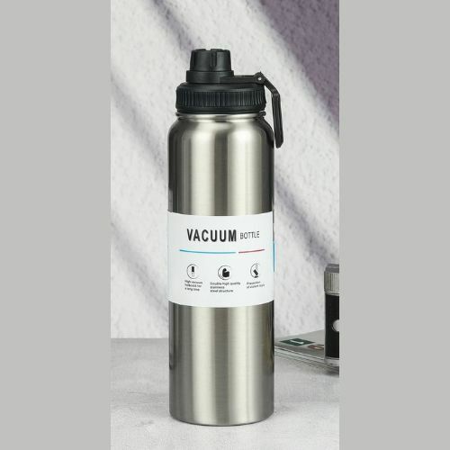 漏れ防止 真空断熱 ステンレス 大容量 スポーツ アウトドア トラベル 水筒 ジム シルバー 750ml374744