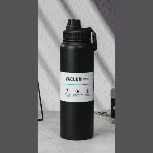 漏れ防止 真空断熱 ステンレス 大容量 スポーツ アウトドア トラベル 水筒 ジム ブラック 750ml739006