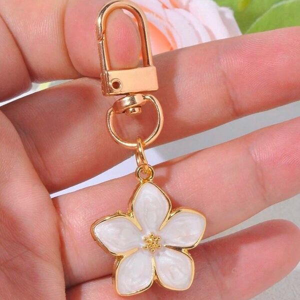 カラフル フラワーチャーム キーリング デザイン バッグ アクセサリー キーホルダー 花柄 可愛い299359