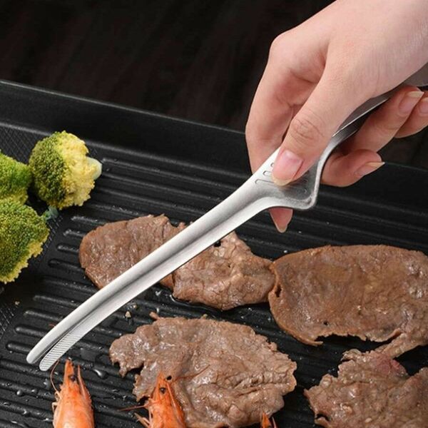 10本セット ステンレススチール製 フードトング 使いやすい キッチンツール シルバー 焼肉 バーベキュー574029