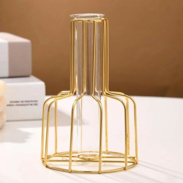 ゴールド アイアン モダン フラワーベース! ガラス シンプルデザイン 花瓶 シンプル お洒落 インテリア373616