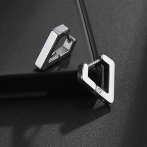 幾何学 デザイン メンズ レディース フープピアス スタイリッシュ ジュエリー ギフト シルバー 銀516844