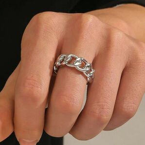 チェーンデザイン メンズ カフリング ジュエリーギフト パーティー 編み込み シンプル シルバー505240