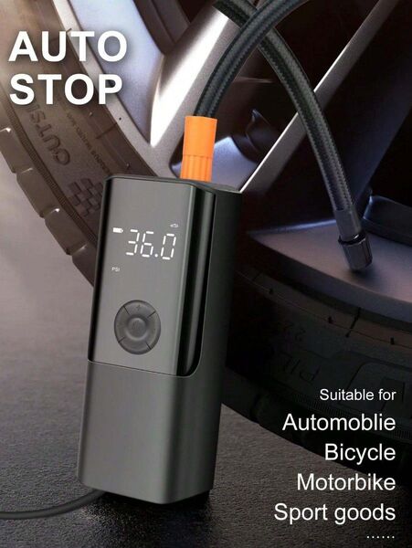電動 空気入れ 自動 電動ポンプ コンプレッサー USB充電 車 自転車 USB ワイヤレス ポータブル534974